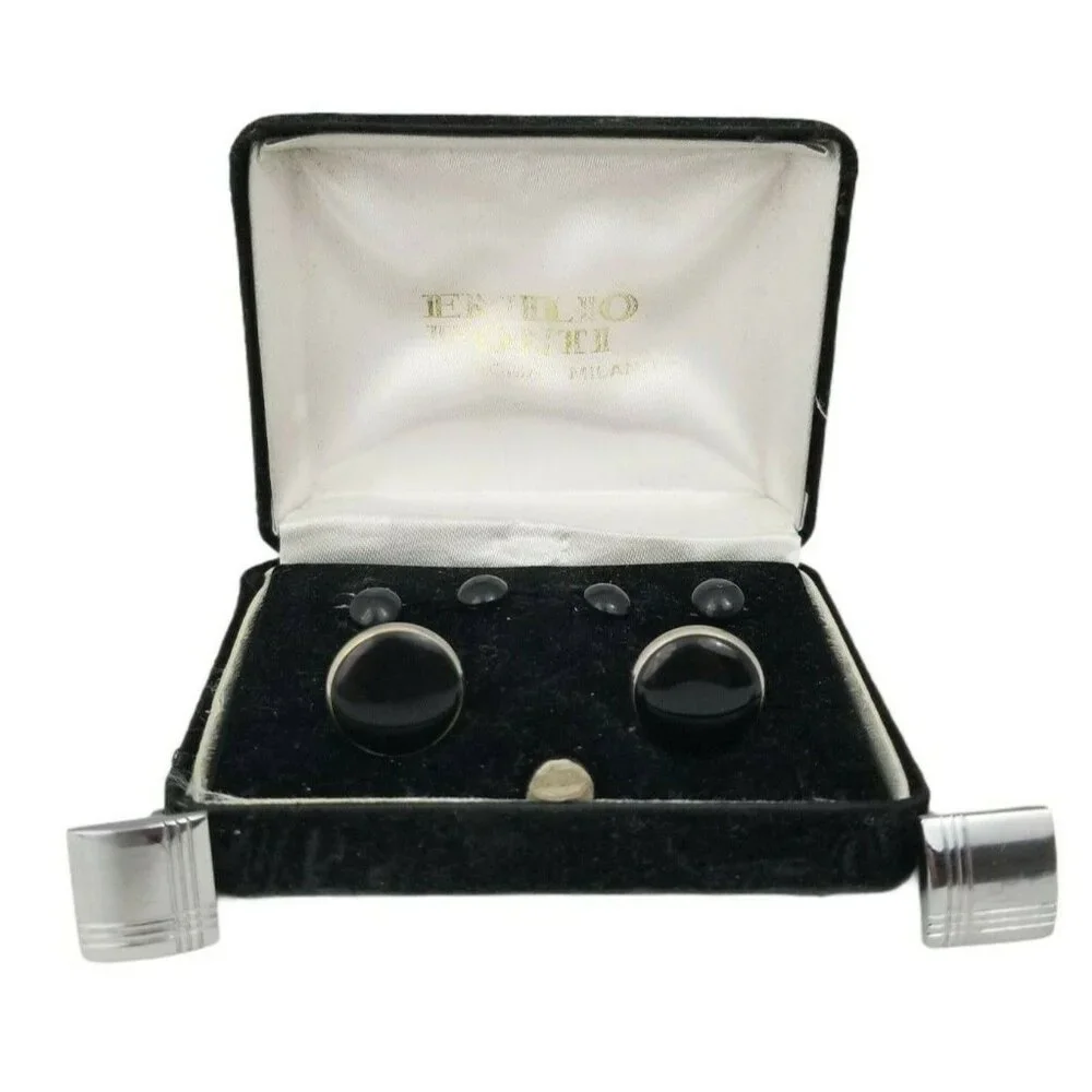 Emilio Ponti Roma Milano Cufflink Set w/Shirt Studs & 2‎ Extra Cufflinks